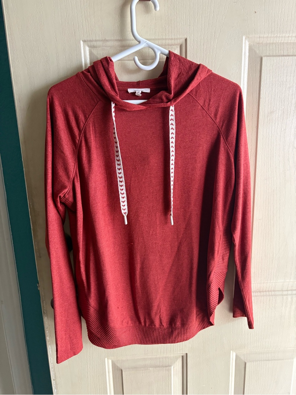 Maurices Rust Red Hooded Pullover with Contrast Drawstrings